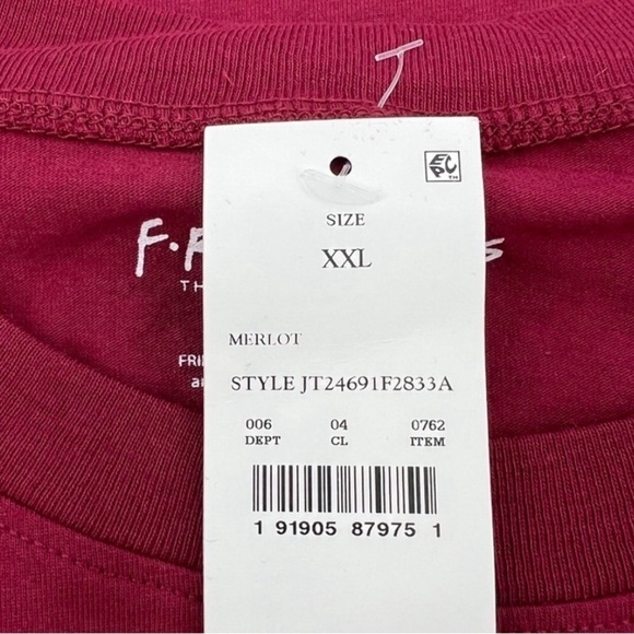 NWT Jerry Leigh F•R•I•E•N•D•S Central Perk Red Long Sleeve T-Shirt Size XXL - Picture 5 of 5
